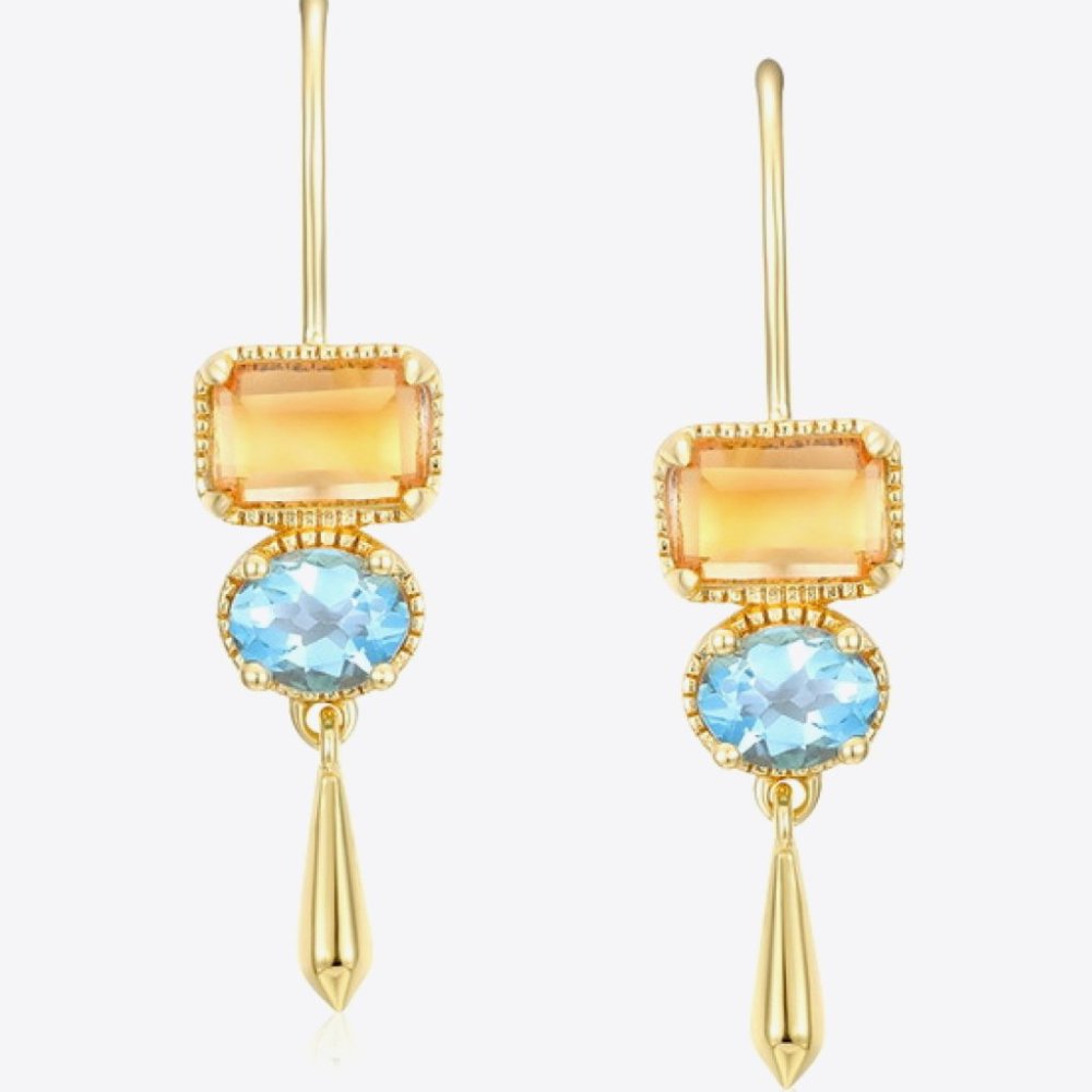 Citrine and Topaz Contrast Earrings For Women